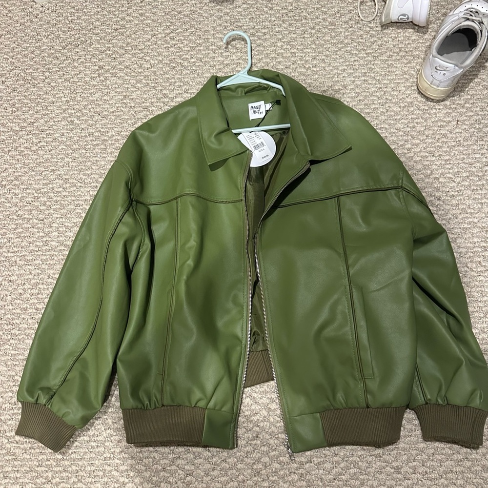 NWT Princess Polly Olive Faux Leather Jacket